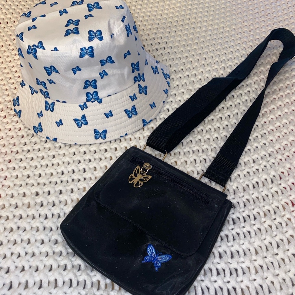 Butterfly Bucket Hat and Crossbody Bag Set